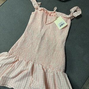 Peppermayo Anica Mini Pink Smocked Ruffled Sundress